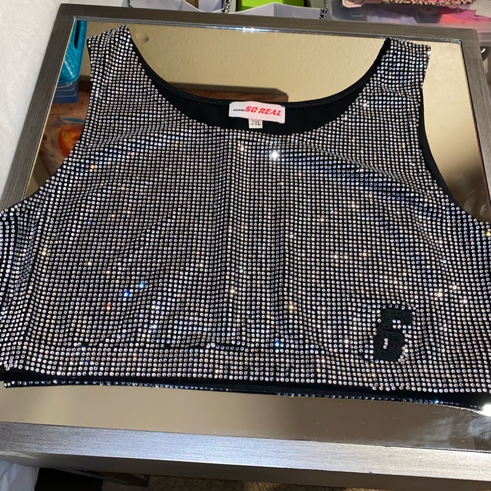 Gsuwoo cropped bling shirt - Size 2x